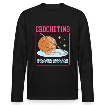 Crochet crochet cadeau - T-shirt manches longues Premium bio Homme - noir - Devant - Nico (187cm)