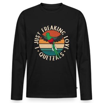Quetzal Vogel | Guatemala Vögel Geschenk - Männer Premium Bio Langarmshirt - Schwarz - Vorne - Nico (187cm)