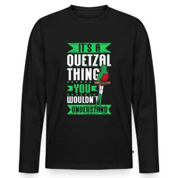 Quetzal Birds | Guatemala Bird Gift - Men's Premium Organic Long Sleeve Shirt - black - Front - Nico (187cm)