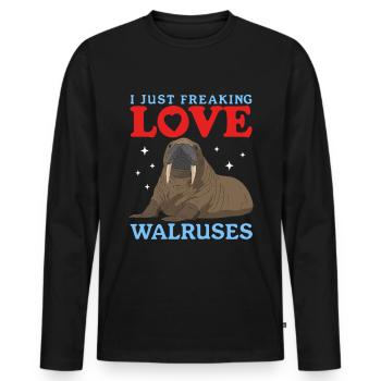 Cadeau de morse morse - T-shirt manches longues Premium bio Homme - noir - Devant - Nico (187cm)