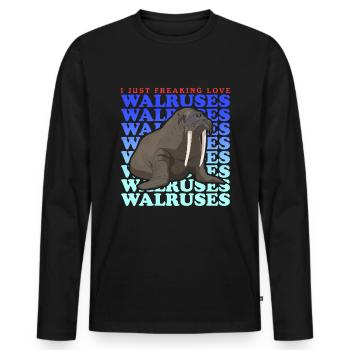 Cadeau de morse morse - T-shirt manches longues Premium bio Homme - noir - Devant - Nico (187cm)