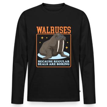 Walrus Walrus | Walrus Walrus Gift - Men's Premium Organic Long Sleeve Shirt - black - Front - Nico (187cm)