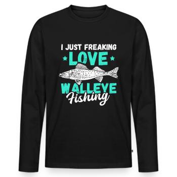 Zander Fishing Fishing Angler Gift - Men's Premium Organic Long Sleeve Shirt - black - Front - Nico (187cm)