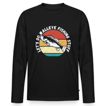 Sandre pêcheur pêche cadeau de pêche - T-shirt manches longues Premium bio Homme - noir - Devant - Nico (187cm)