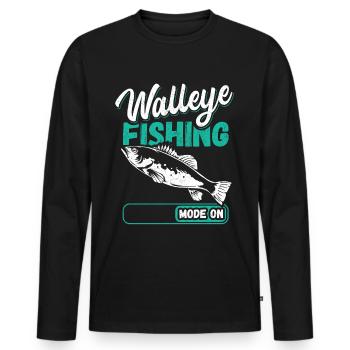 Sandre pêcheur pêche cadeau de pêche - T-shirt manches longues Premium bio Homme - noir - Devant - Nico (187cm)