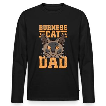 Burmese Dad Burma Cat Burmese Cats Gift - Men's Premium Organic Long Sleeve Shirt - black - Front - Nico (187cm)