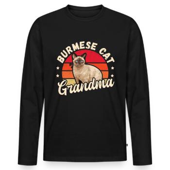 Birmanie mamie Birmanie chat chats birmans cadeau - T-shirt manches longues Premium bio Homme - noir - Devant - Nico (187cm)