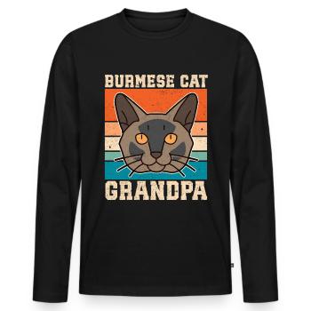 Birman grand-père Birmanie chat chats birmans cadeau - T-shirt manches longues Premium bio Homme - noir - Devant - Nico (187cm)