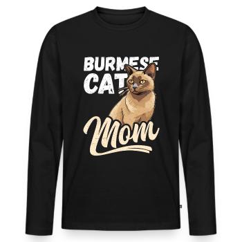 Burmese Mom Burma Cat Burmese Cats Gift - Men's Premium Organic Long Sleeve Shirt - black - Front - Nico (187cm)