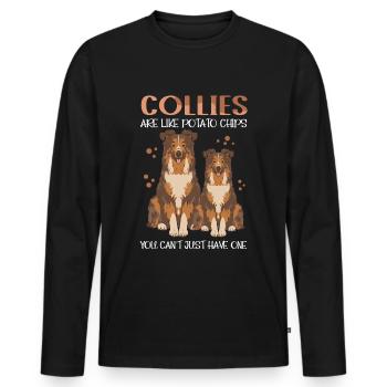Collie à poil long Collie chien Rough Collies cadeau - T-shirt manches longues Premium bio Homme - noir - Devant - Nico (187cm)