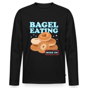 Bagel Beigel | Bagel Bread Gift - Men's Premium Organic Long Sleeve Shirt - black - Front - Nico (187cm)