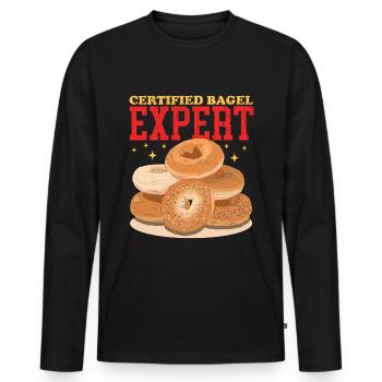 Bagel Expert Bagel Bread Beigel Gift - Men's Premium Organic Long Sleeve Shirt - black - Front - Nico (187cm)