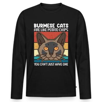 Chat birman Birmanie chats birmans cadeau - T-shirt manches longues Premium bio Homme - noir - Devant - Nico (187cm)