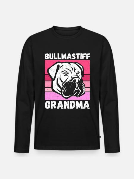 Bullmastiff Granny Dog Owner Gift - Men's Premium Organic Long Sleeve Shirt - black