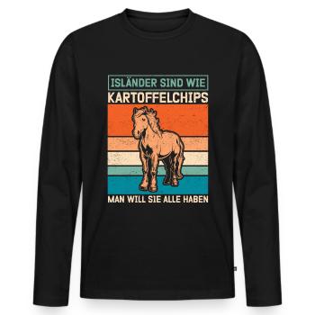 Cheval islandais Isi islandais poney islandais cadeau - T-shirt manches longues Premium bio Homme - noir - Devant - Nico (187cm)