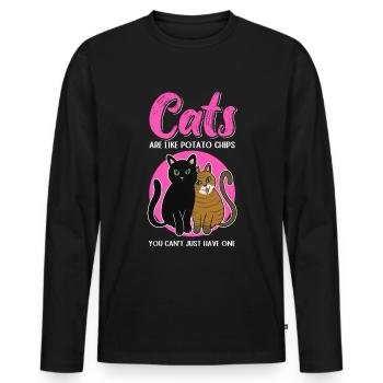 Cats Are Like Cat Cat Owner Gift - Men's Premium Organic Long Sleeve Shirt - black - Front - Nico (187cm)