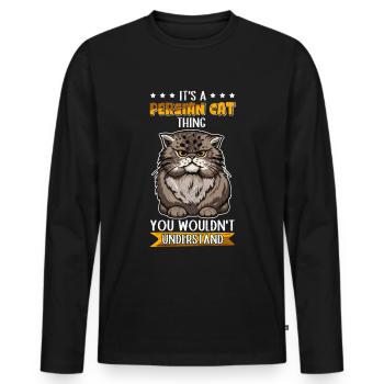 Chat persan chats chat propriétaire cadeau - T-shirt manches longues Premium bio Homme - noir - Devant - Nico (187cm)