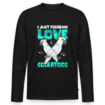 Cacatoès Perroquets Cacatoès Cacatoès Cadeau - T-shirt manches longues Premium bio Homme - noir - Devant - Nico (187cm)
