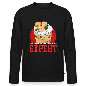 Bananenpudding | Bananen Pudding Geschenk - Männer Premium Bio Langarmshirt - Schwarz - Vorne - Nico (187cm)