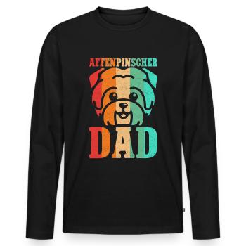 Affenpinscher Dad Monkey Terrier Dog Gift - Men's Premium Organic Long Sleeve Shirt - black - Front - Nico (187cm)
