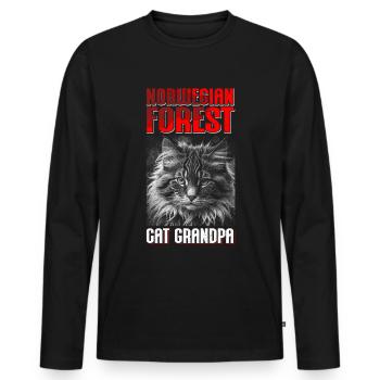 Norwegian Forest Cat Grandpa Norwegian Cat Gift - Men's Premium Organic Long Sleeve Shirt - black - Front - Nico (187cm)
