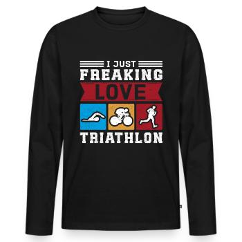 Triathlon Triathletes Athletes Triathlete Gift - Men's Premium Organic Long Sleeve Shirt - black - Front - Nico (187cm)