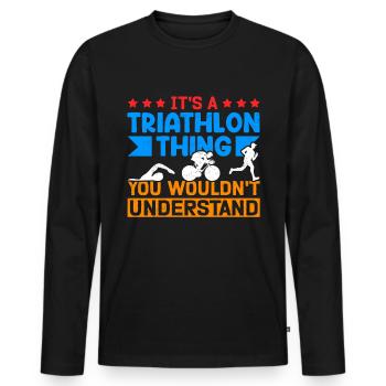 Triathlon Triathlete Triathlete Gift - Men's Premium Organic Long Sleeve Shirt - black - Front - Nico (187cm)
