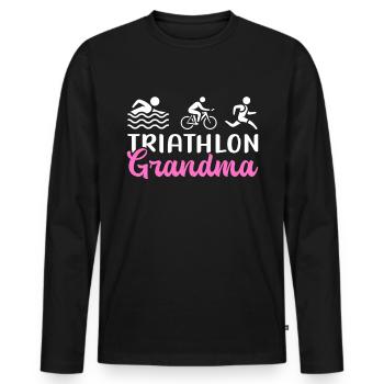 Triathlon Grandma Triathlete Triathlete Gift - Men's Premium Organic Long Sleeve Shirt - black - Front - Nico (187cm)