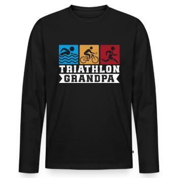 Triathlon Grandpa Triathlete Triathlete Gift - Men's Premium Organic Long Sleeve Shirt - black - Front - Nico (187cm)