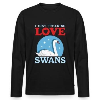 Cygnes cygnes cygnes amant de cygne cadeau - T-shirt manches longues Premium bio Homme - noir - Devant - Nico (187cm)