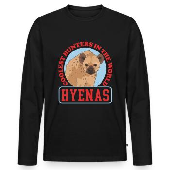Hyena, spotted hyena, hyena gift - Men's Premium Organic Long Sleeve Shirt - black - Front - Nico (187cm)