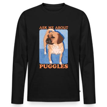 Puggle chiens propriétaires de chiens chien propriétaire cadeau - T-shirt manches longues Premium bio Homme - noir - Devant - Nico (187cm)