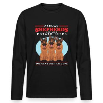 German Shepherd Dog German Shepherd Gift - Men's Premium Organic Long Sleeve Shirt - black - Front - Nico (187cm)