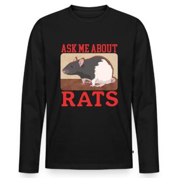 Rats, Rat Owner, Rat Lover Gift - Men's Premium Organic Long Sleeve Shirt - black - Front - Nico (187cm)