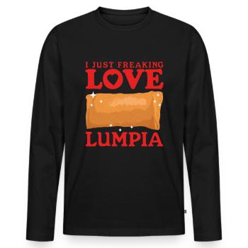 Lumpia Spring Roll Loempia Gift - Men's Premium Organic Long Sleeve Shirt - black - Front - Nico (187cm)