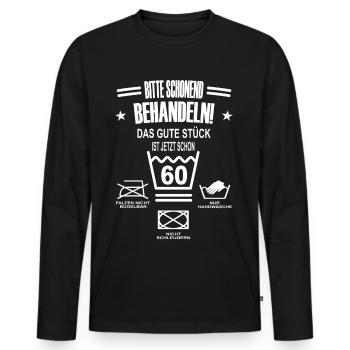 S’il vous plaît traiter gently60 cadeau d’anniversaire - T-shirt manches longues Premium bio Homme - noir - Devant - Nico (187cm)