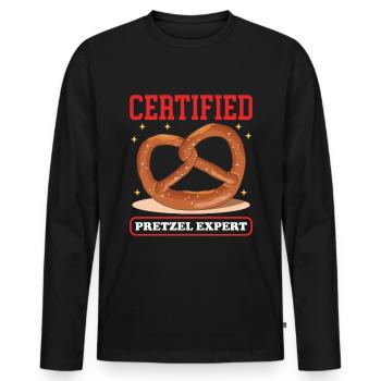 Bretzel Bretzel amoureux Bretzels cadeau - T-shirt manches longues Premium bio Homme - noir - Devant - Nico (187cm)