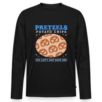 Bretzel Lover Funny Bretzels cadeau - T-shirt manches longues Premium bio Homme - noir - Devant - Nico (187cm)