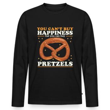 Amateur de bretzel | cadeau de bretzels drôle - T-shirt manches longues Premium bio Homme - noir - Devant - Nico (187cm)