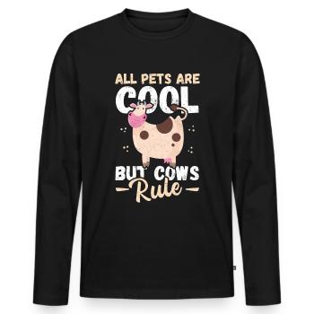 Cow Cows Cow Lover Gift - Men's Premium Organic Long Sleeve Shirt - black - Front - Nico (187cm)