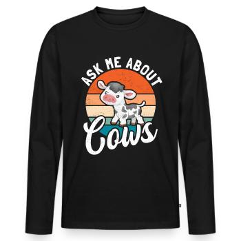 Cow Cow Lover Cows Gift - Men's Premium Organic Long Sleeve Shirt - black - Front - Nico (187cm)