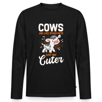 Vache vaches mignonnes vache amant cadeau - T-shirt manches longues Premium bio Homme - noir - Devant - Nico (187cm)