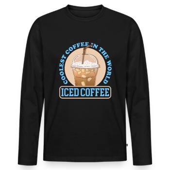 Eiskaffee Iced Coffee Kaffeeliebhaber Geschenk - Männer Premium Bio Langarmshirt - Schwarz - Vorne - Nico (187cm)