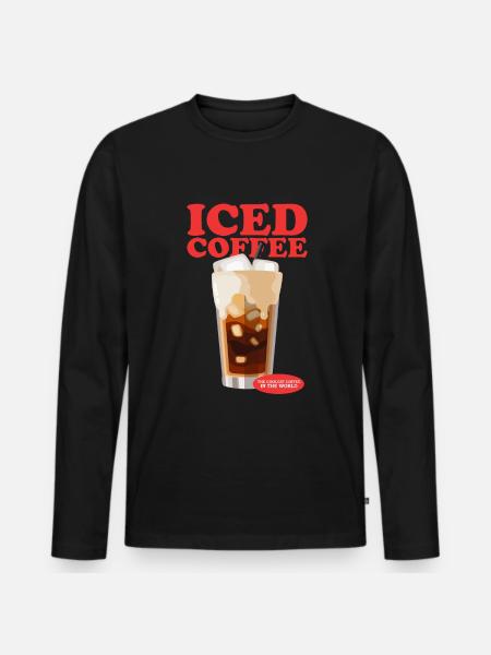 Eiskaffee Kaffeeliebhaber Iced Coffee Geschenk - Männer Premium Bio Langarmshirt - Schwarz