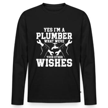 Plumber Men Father Husband Plumber - Men's Premium Organic Long Sleeve Shirt - black - Front - Nico (187cm)