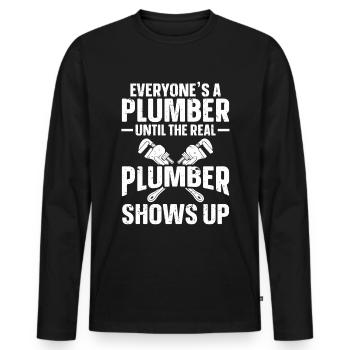 Plumber Men Father Husband Plumber - Men's Premium Organic Long Sleeve Shirt - black - Front - Nico (187cm)