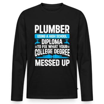 Plumber Men Father Husband Plumber - Men's Premium Organic Long Sleeve Shirt - black - Front - Nico (187cm)