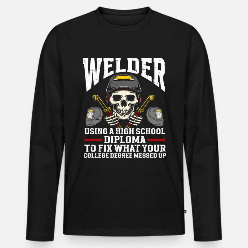 Schweißer Schweißen - Männer Premium Bio Langarmshirt - Schwarz