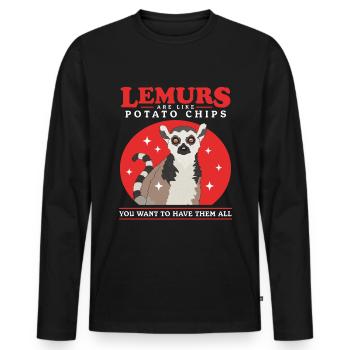 Lemur Ring-tailed Lemur Lemur Gift - Men's Premium Organic Long Sleeve Shirt - black - Front - Nico (187cm)