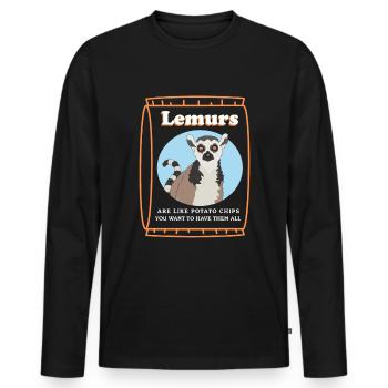 Lemuren Katta Lemure Ringelschwanz Lemur Geschenk - Männer Premium Bio Langarmshirt - Schwarz - Vorne - Nico (187cm)